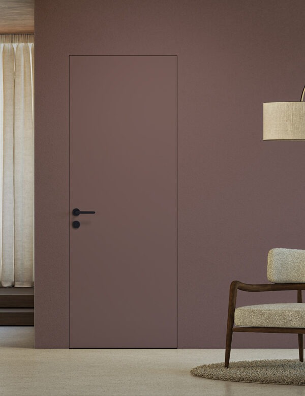 דלת קו 0 משקוף נסתר קיר סגול מעושן